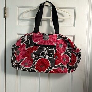 Vera Bradley Pink And Red Flower Mesh-Like Duffle Bag